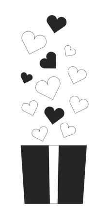 Bunch Hearts Gift Box Black And White 2 D Line Cartoon Object Present With Love Isolated Vector Outline Item Special Affection Showing 14 February Valentine Day Monochromatic Flat Spot Illustration Illustration