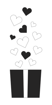 Bunch hearts gift box  Illustration