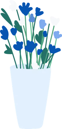 Bunch of flowers in vase Illustration