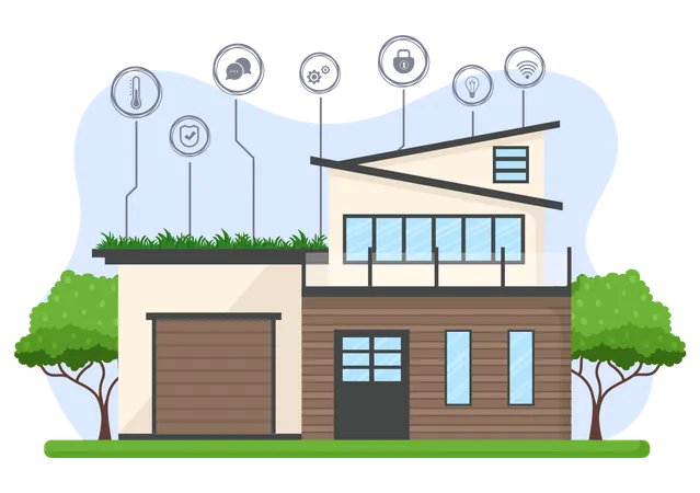 Bungalow with smart equipment  Illustration