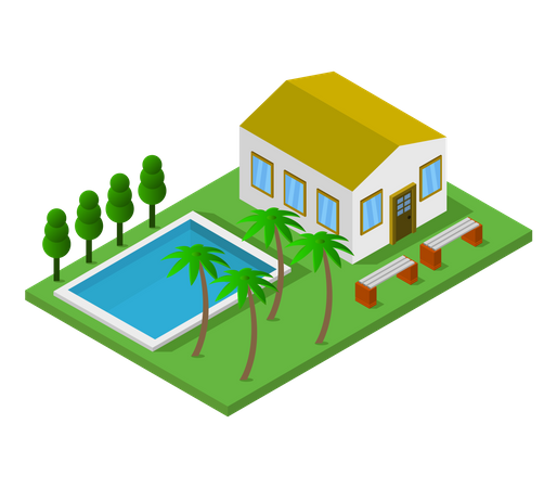 Bungalow with swimming pool  Illustration