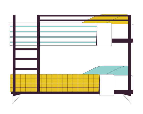 Bunk bed in university dormitory  Illustration