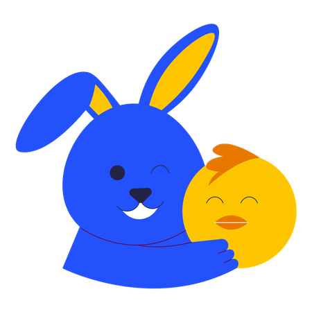 Bunny & chick  Illustration