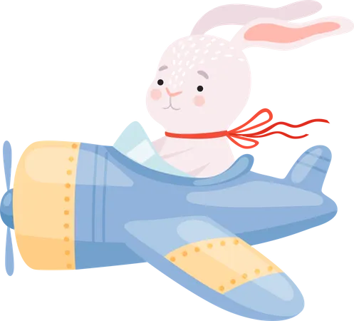 Bunny Flying In Planes  Illustration