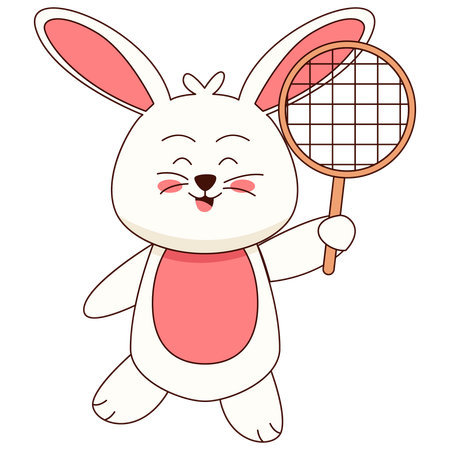 Bunny Holding Racket  Illustration