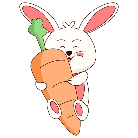Bunny Hugging Carrot  Illustration