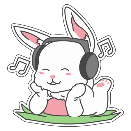Bunny listening to music  Illustration