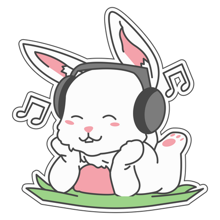 Bunny listening to music  Illustration