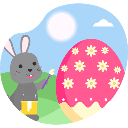Bunny painting egg  Illustration