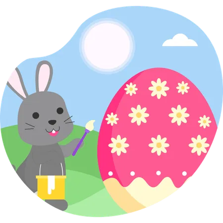 Bunny painting egg  일러스트레이션