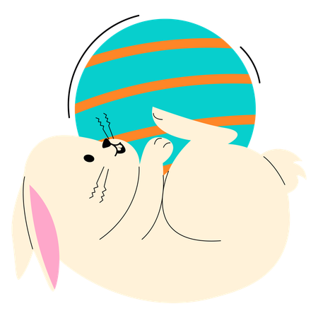 Bunny Playing Ball  Illustration