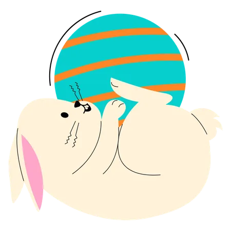 Bunny Playing Ball  Illustration