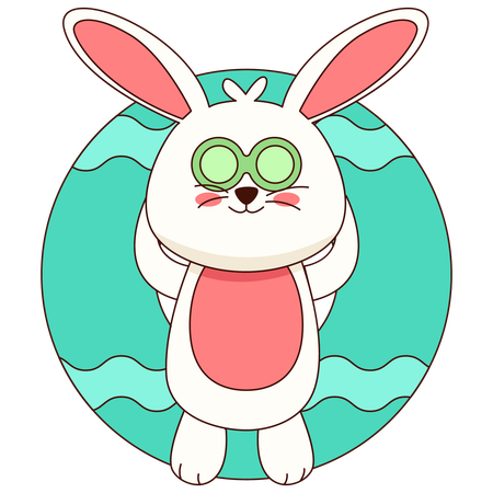 Bunny Swimming With Float  Illustration