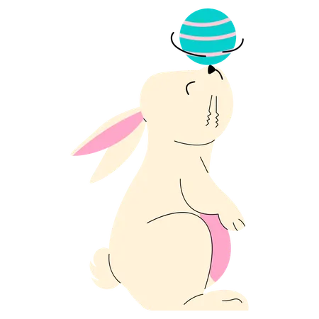 Bunny Tricking Ball  Illustration