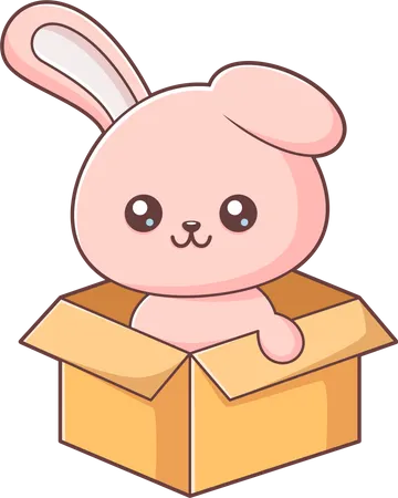Bunny With Box  Illustration