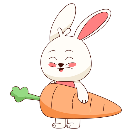 Bunny With Giant Carrot  Illustration