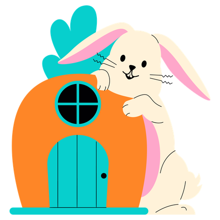 Bunny with House  Illustration