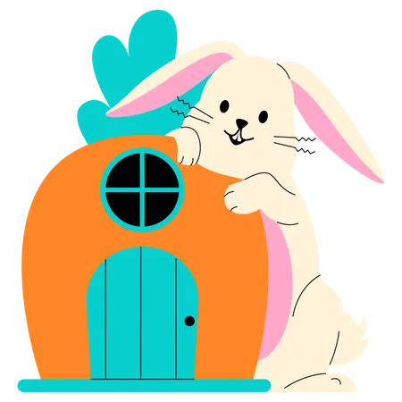 Bunny with House  Illustration