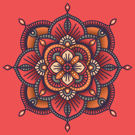 Farbenfrohes, dekoratives, florales, ethnisches Mandala  Illustration