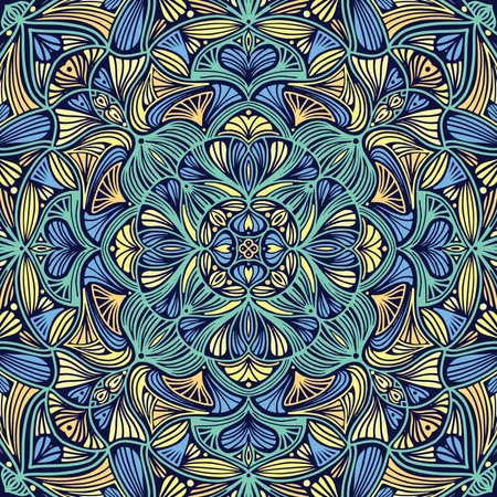 Farbenfrohes Florales Ethnisches Mandala Mit Ornamenten Vektorillustration Illustration