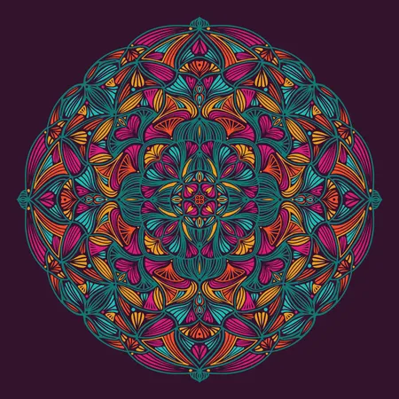 Farbenfrohes Florales Ethnisches Mandala Mit Ornamenten Vektorillustration Illustration