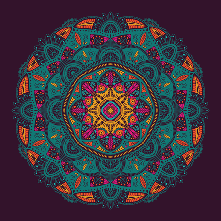 Farbenfrohes, dekoratives, florales, ethnisches Mandala  Illustration
