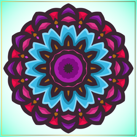 Farbenfrohe Mandala-Kunst mit Blumenmotiven  Illustration