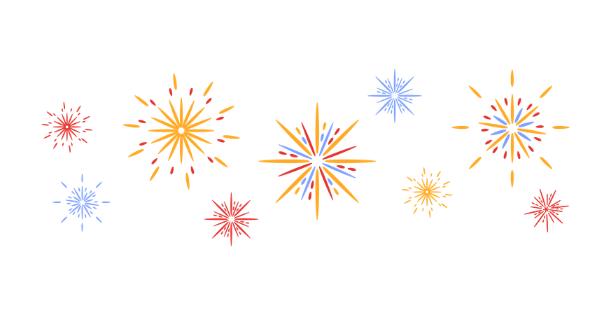 Buntes Feuerwerk explodiert am Himmel  Illustration