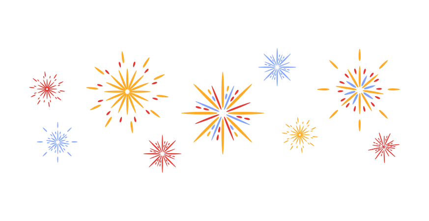 Buntes Feuerwerk explodiert am Himmel  Illustration