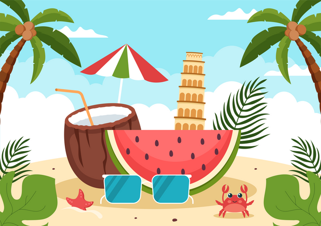 Buon Ferragosto Italian Festival celebration  Illustration