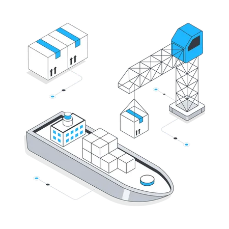 Barco de carga  Ilustración