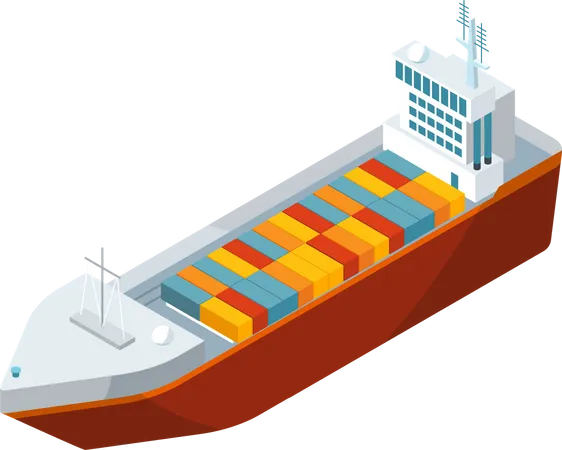 Elemento Portuario De Logistica Maritima Isometrica Ilustración