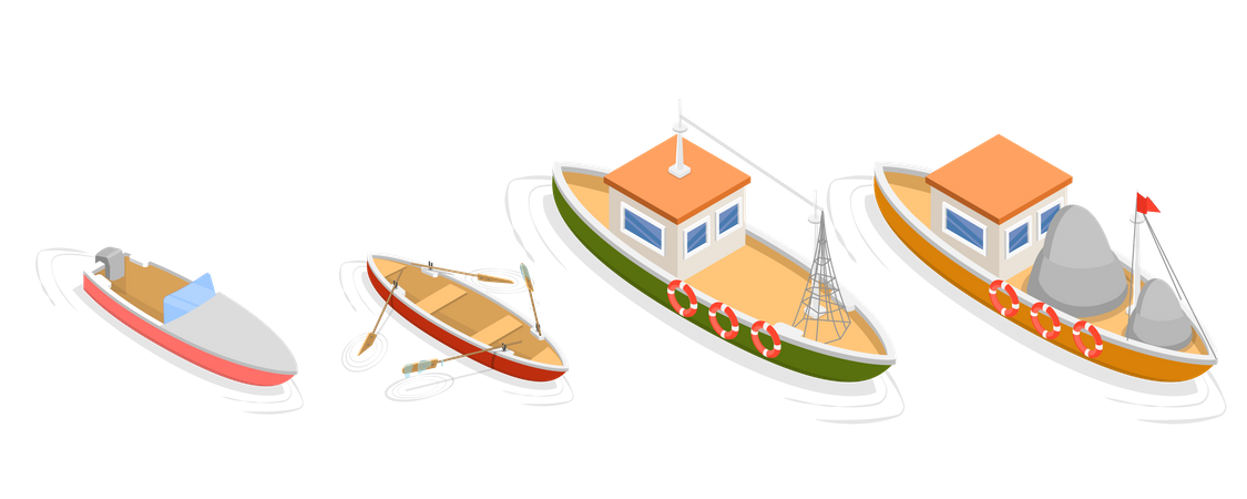 Buques de transporte acuático  Ilustración