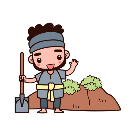 Fazendeiro cavando buraco  Ilustração