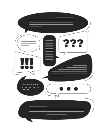 Burbujas de chat de discusión en línea  Ilustración