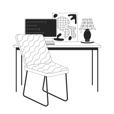 Bureau à domicile minimaliste avec PC  Illustration
