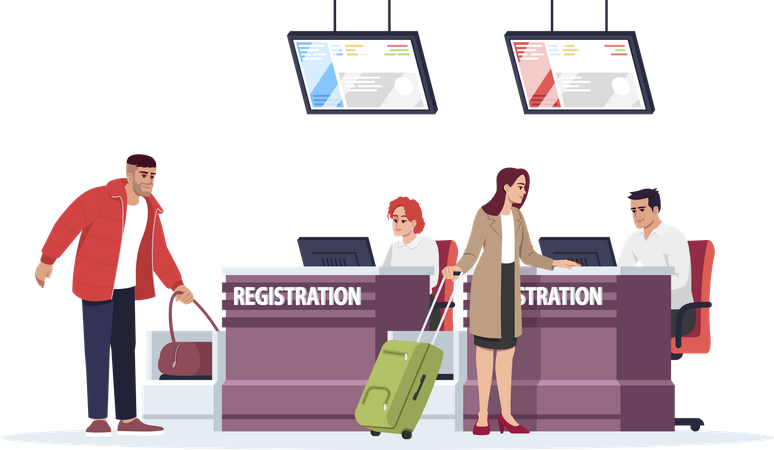 Bureau d'enregistrement des visas à l'aéroport  Illustration