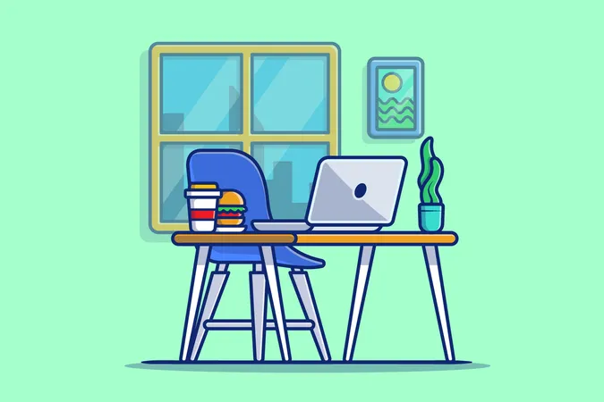 Espace de travail de bureau  Illustration