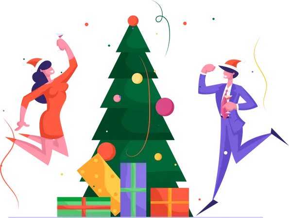 Fête de Noël au bureau  Illustration