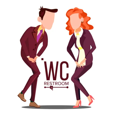 Bureau, WC, signe, vecteur  Illustration