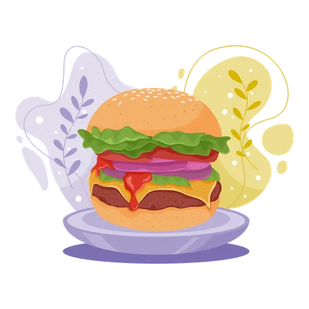 Burger Element Vector Illustration With Food Theme Editable Vector Element Illustration