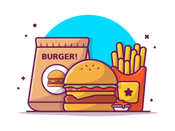Hamburger à emporter  Illustration