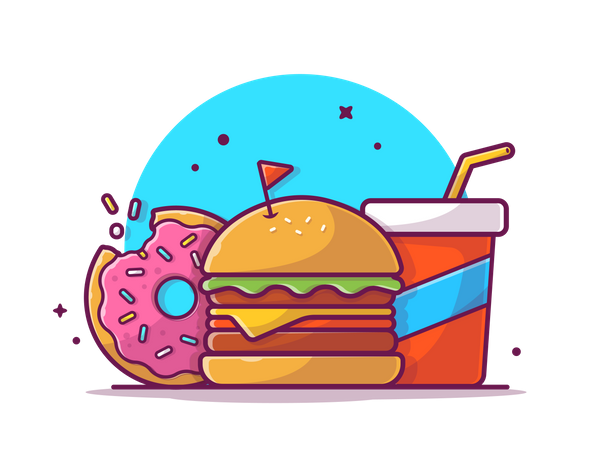 Hamburger avec beignet  Illustration