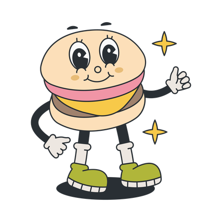 親指を立てているハンバーガーのキャラクター  イラスト