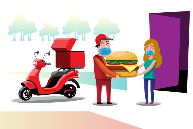 Burger delivery to home Illustration
