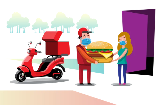 Burger delivery to home  Illustration