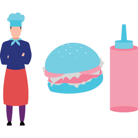 Hamburger préparé par le chef  Illustration