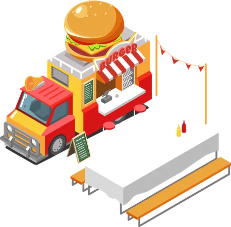 Burger Food Truck Illustration