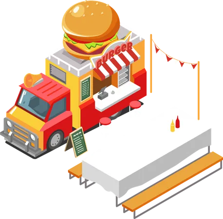 Burger Food Truck  Illustration