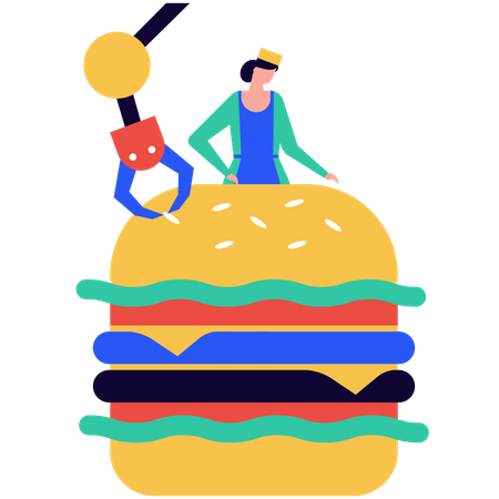 Burger-Herstellungsprozess  Illustration